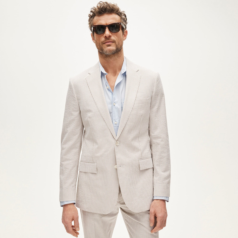 Ludlow Slim-fit suit jacket in cotton seersucker 3