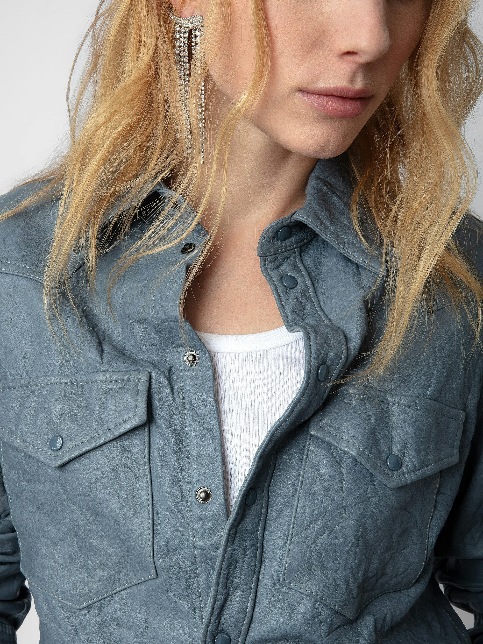 Thelma Crinkled Leather Shirt - 4