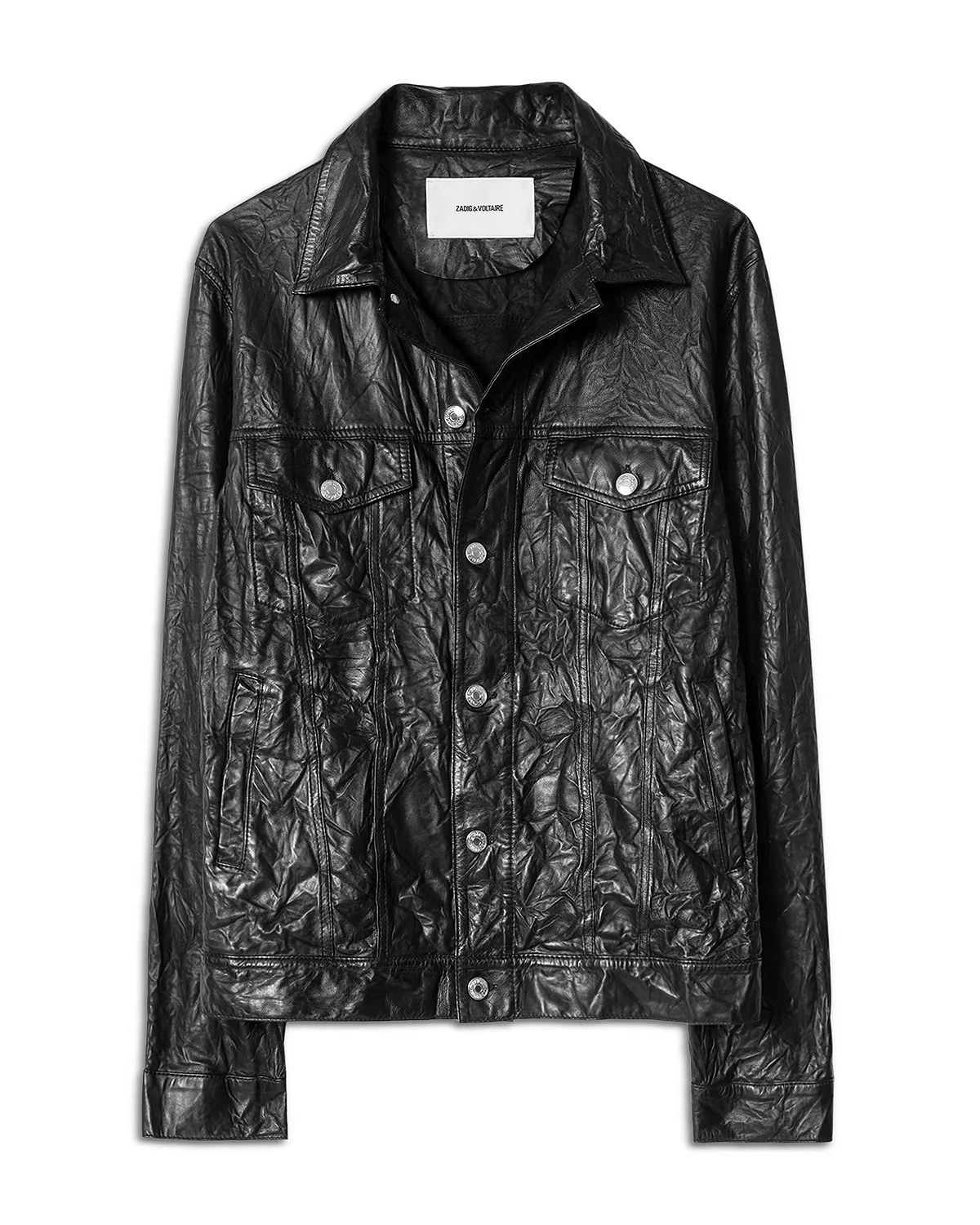 Crinkle Leather Jacket - 4