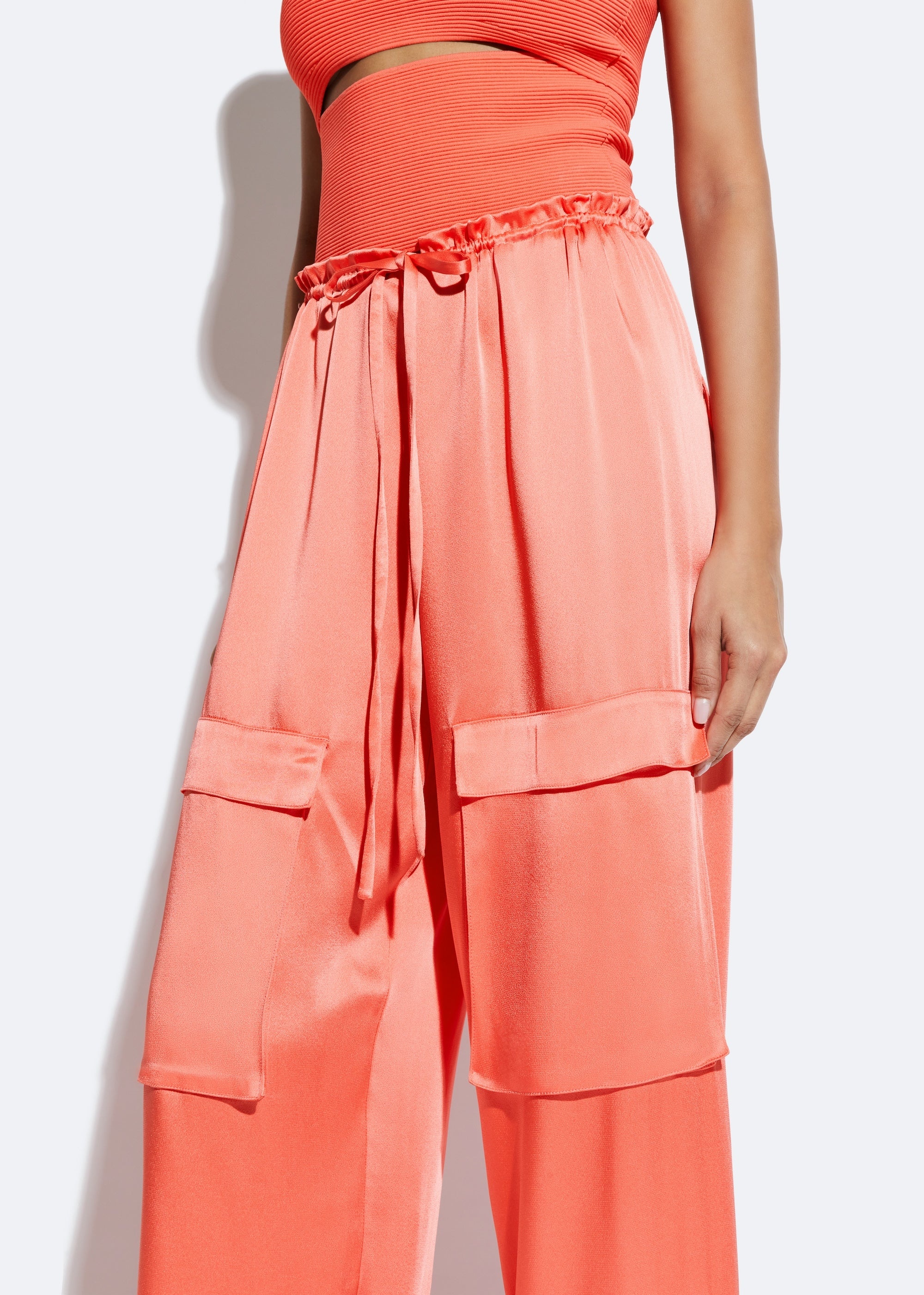 Satin Drawstring Cargo Pant - 3
