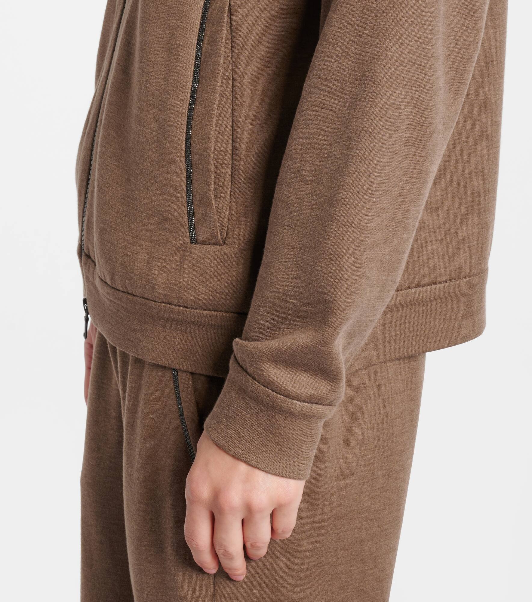 Cotton and silk zip-up hoodie - 5