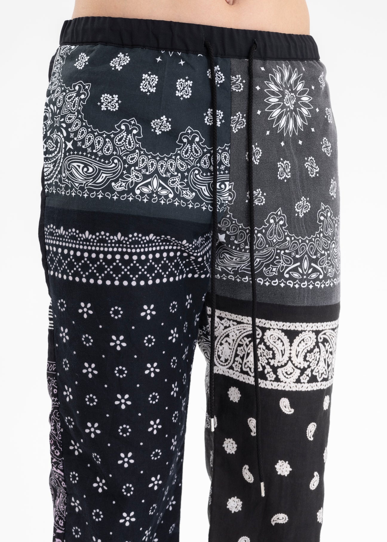Black BANDANA PATCHWORK PANTS - 10