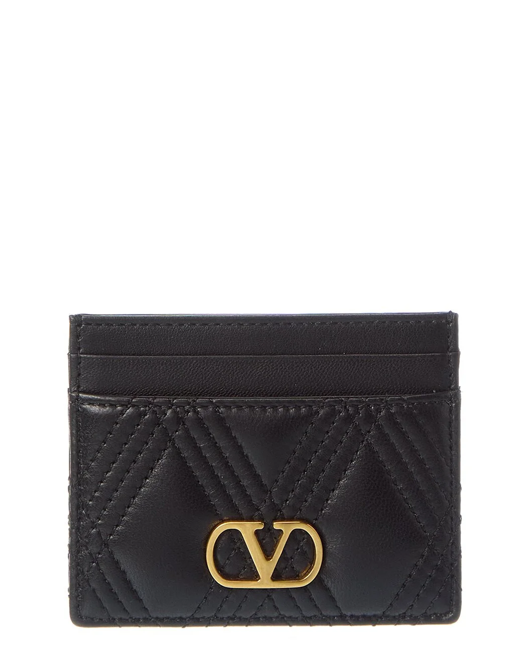 Valentino VLogo Signature Quilted Leather Card Case - 1