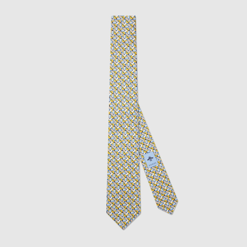 Round Interlocking G printed tie 1