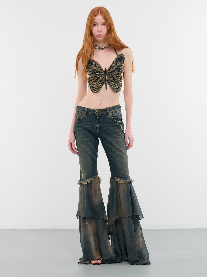 Blumarine Flounce Chiffon Jeans outlook