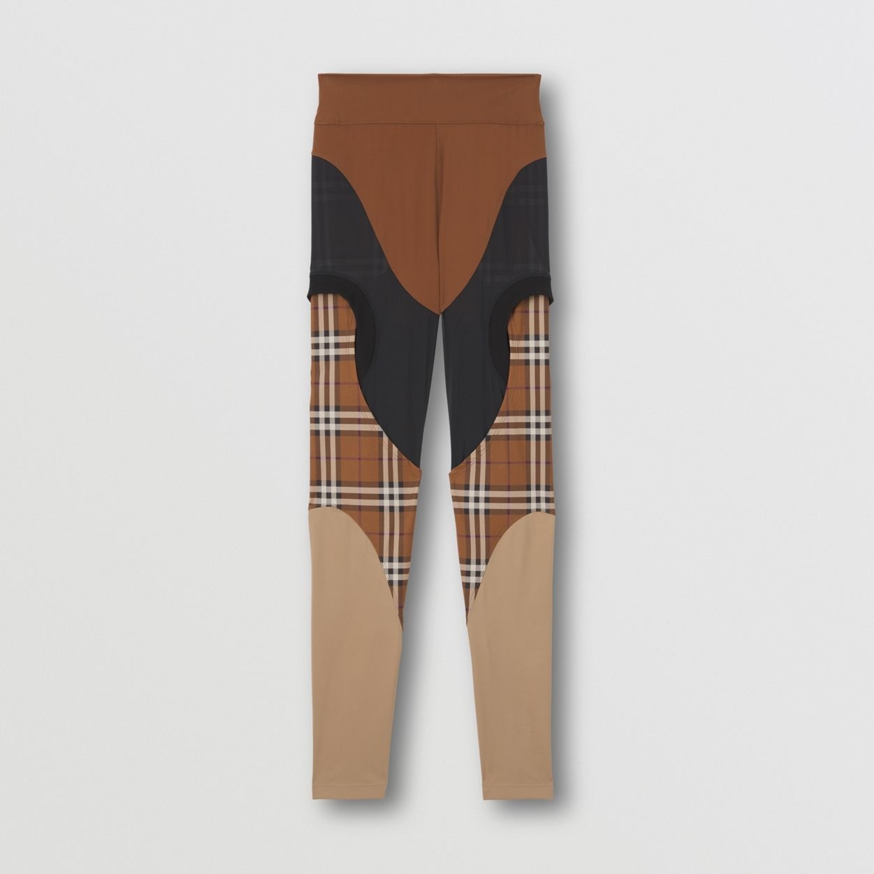 Check Panel Stretch Jersey Leggings - 1