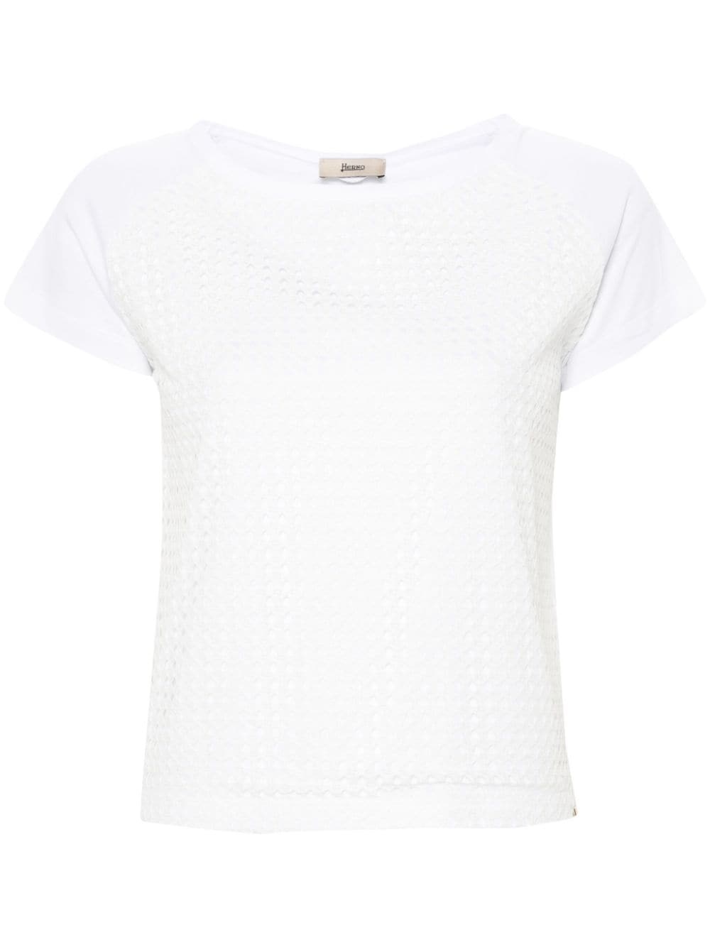 corded-lace cotton T-shirt - 1