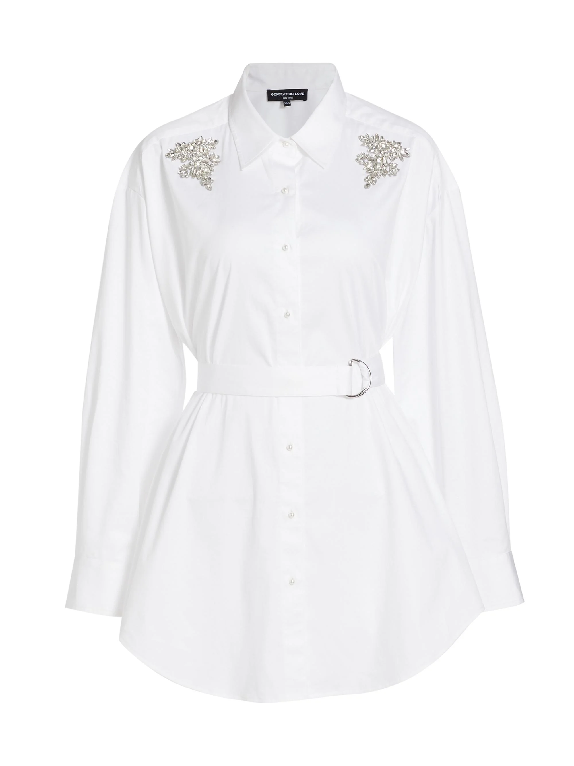 Women's Elianna Crystal Shirtdress - White - 1