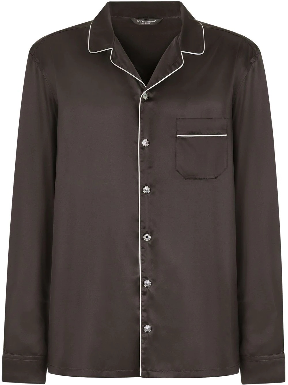 piped-trim silk shirt - 1