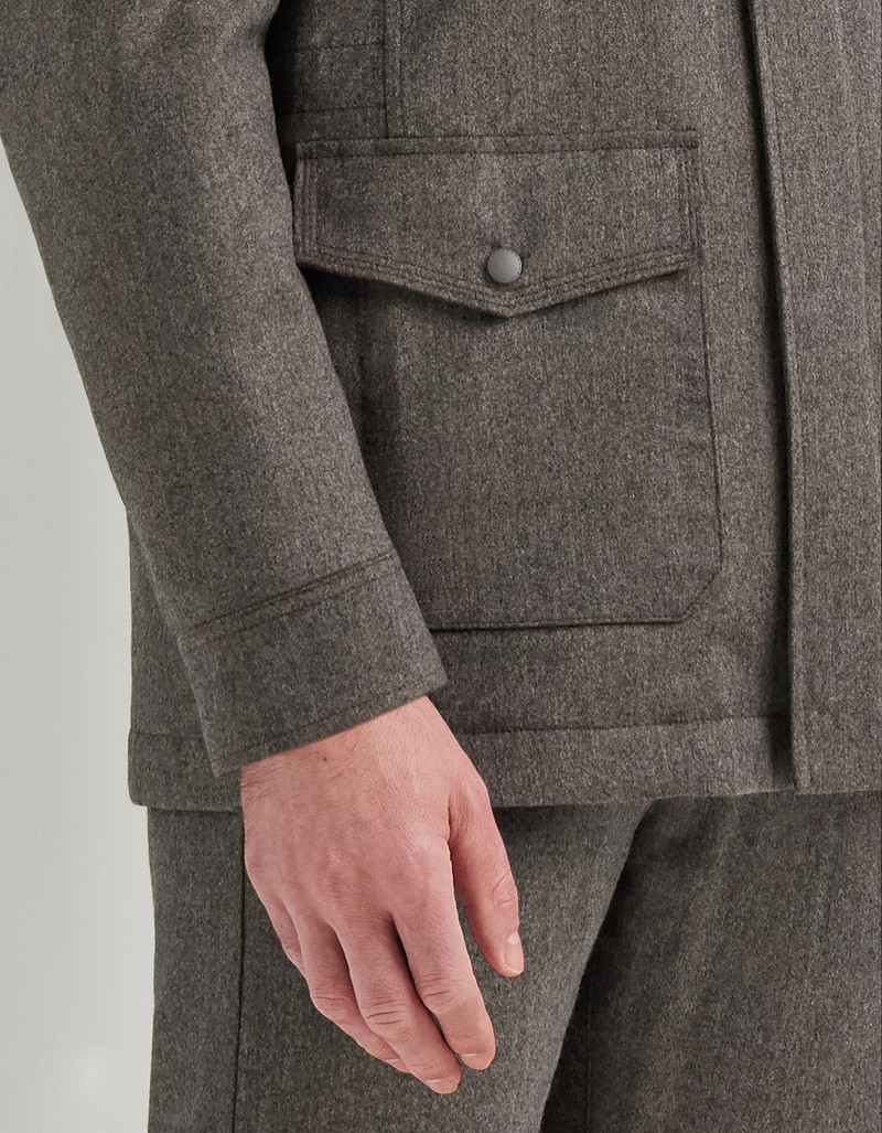 IMPECCABILE WALNUT-COLORED FLANNEL FIELD JACKET 7