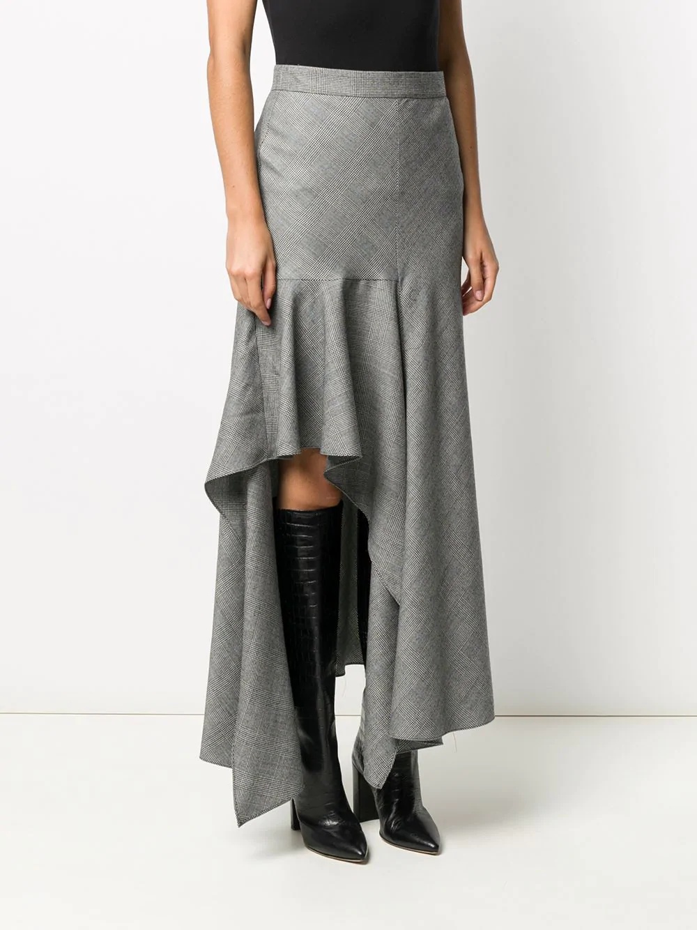 check-pattern asymmetric skirt - 3