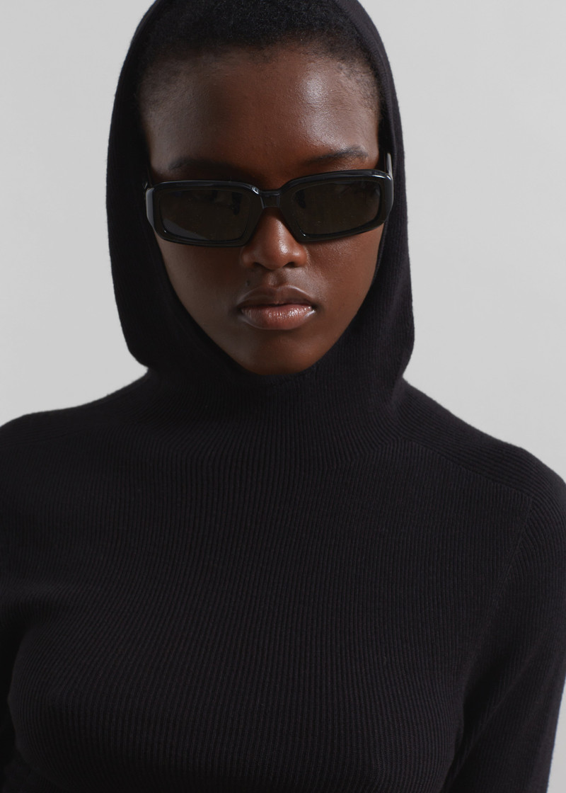 Danae Hooded Knit Top - Black 10