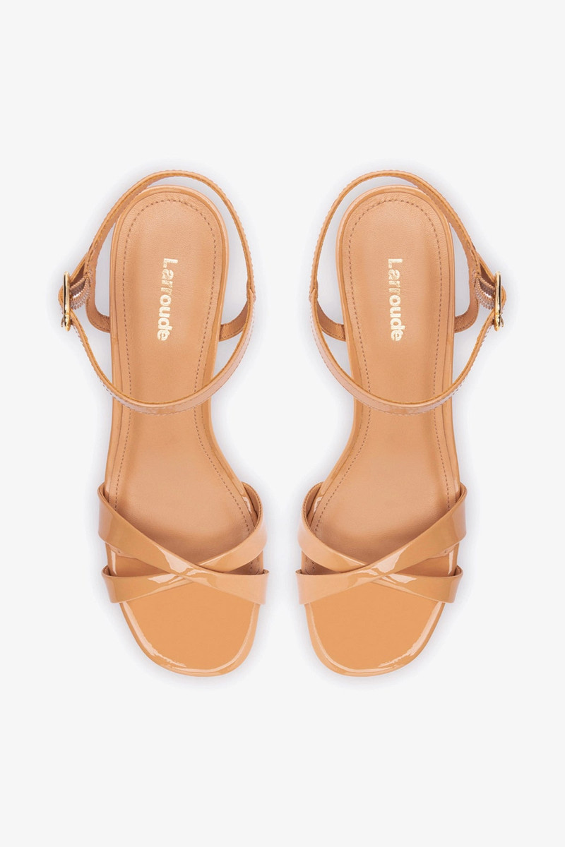 Bianca Low Sandal In Tan Patent Leather 4