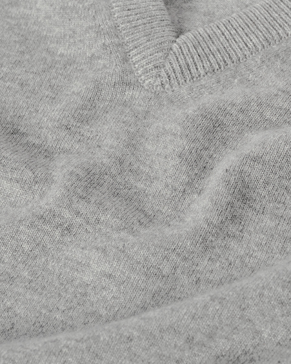 Classic Cashmere Grey V Neck Jumper - 6