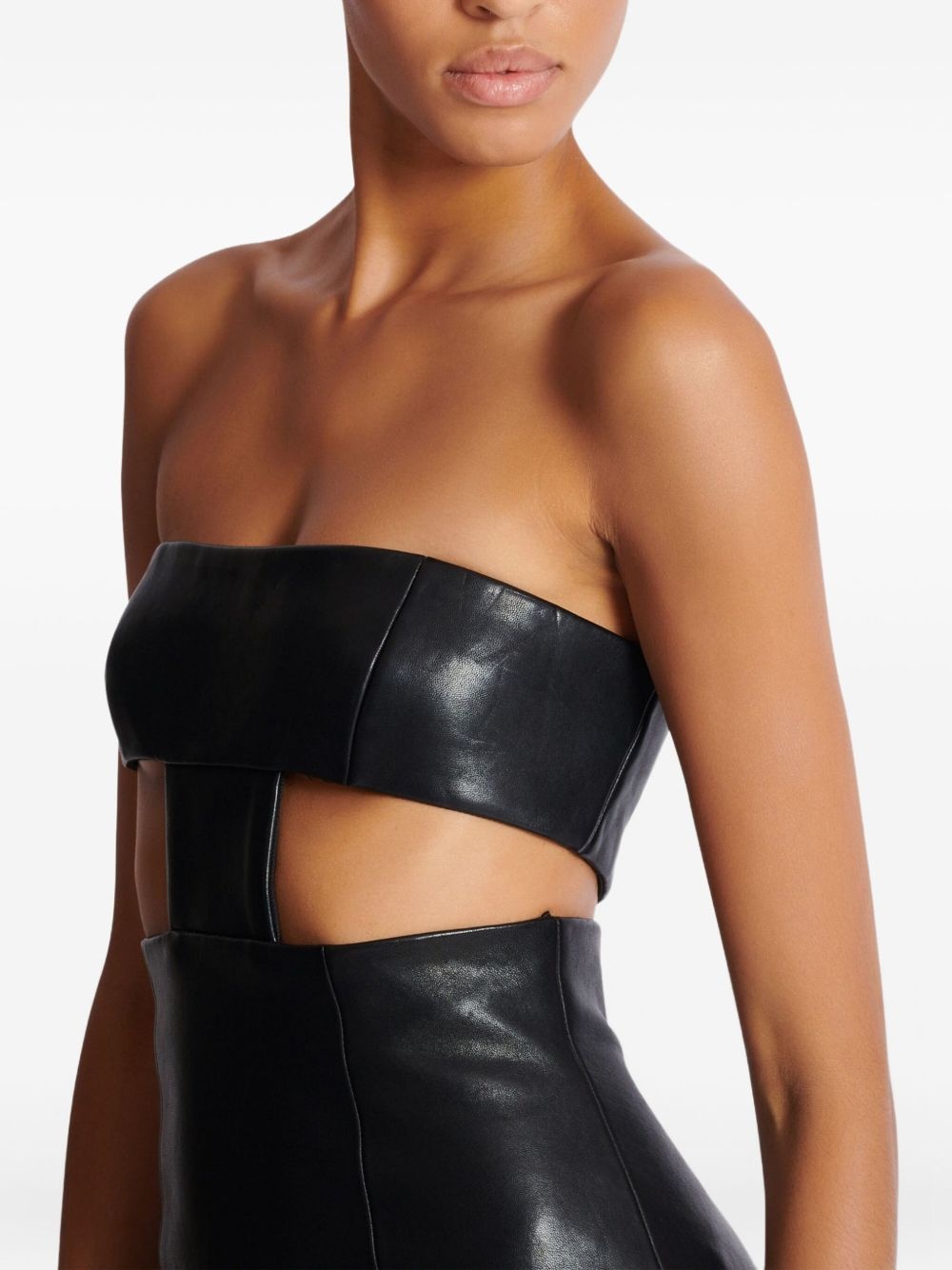 strapless leather mini dress - 7