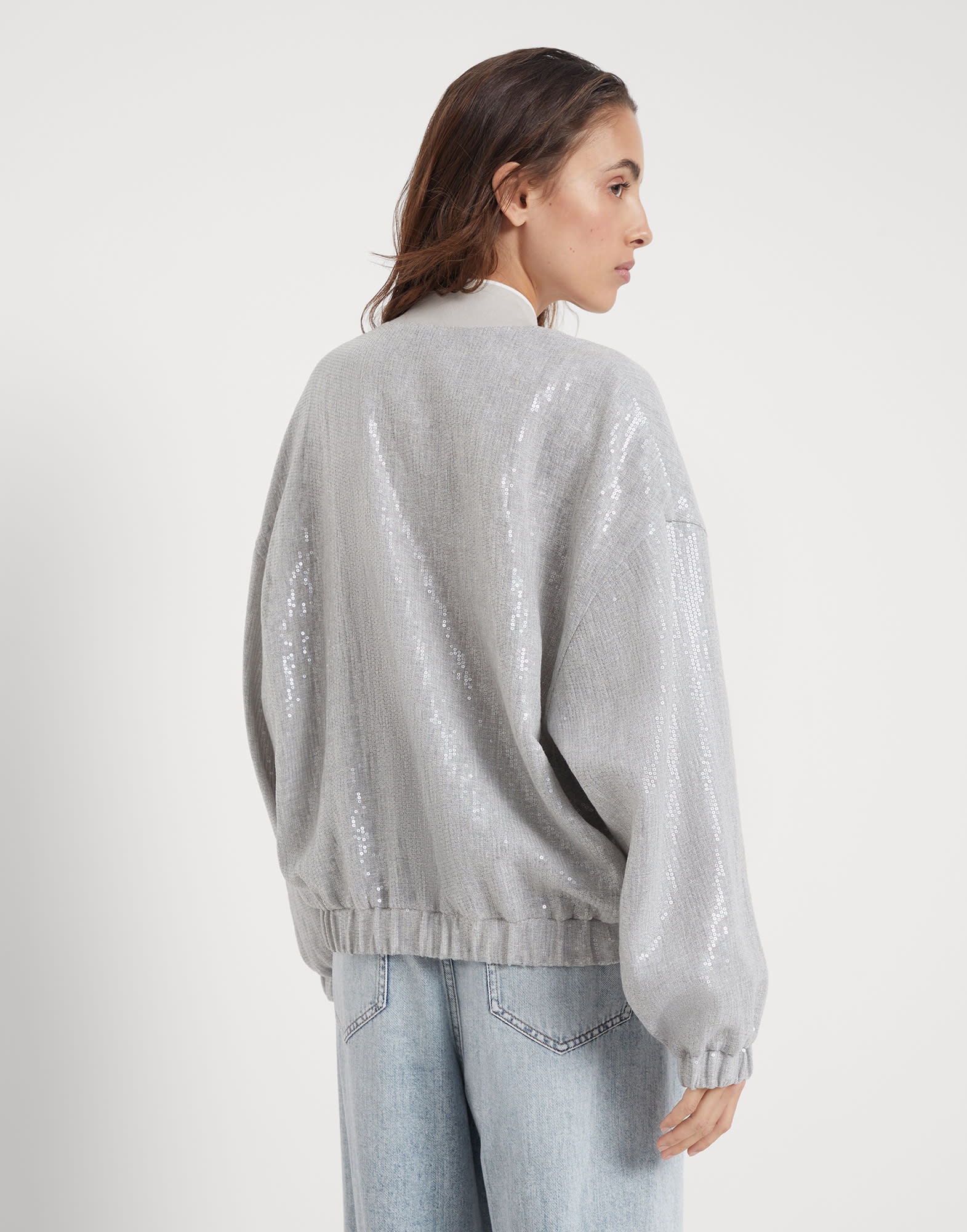 Linen gauze dazzling bomber jacket - 2