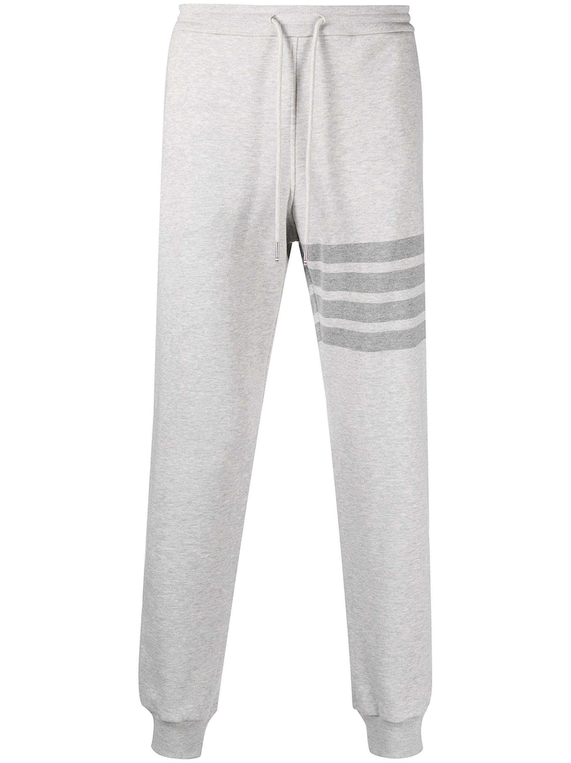 Grey 4-Bar stripe Cotton Track Pants - 1