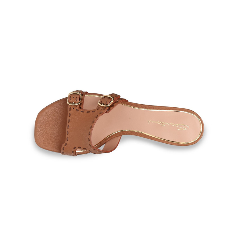 Women's brown leather low-heel Didi sandal 4
