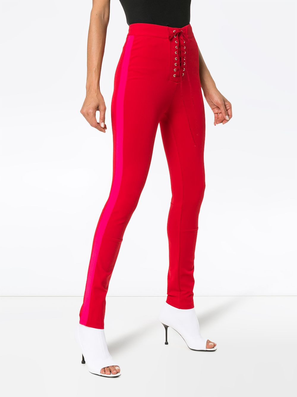 lace up skinny trousers - 3
