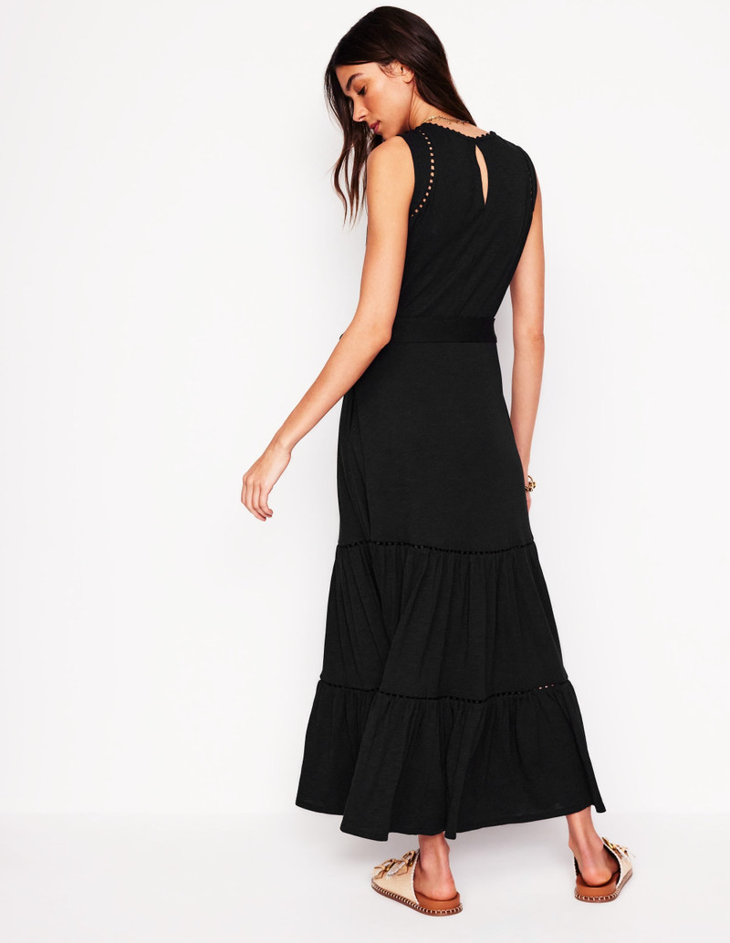 Mila Trim Tiered Jersey Dress-Black 4