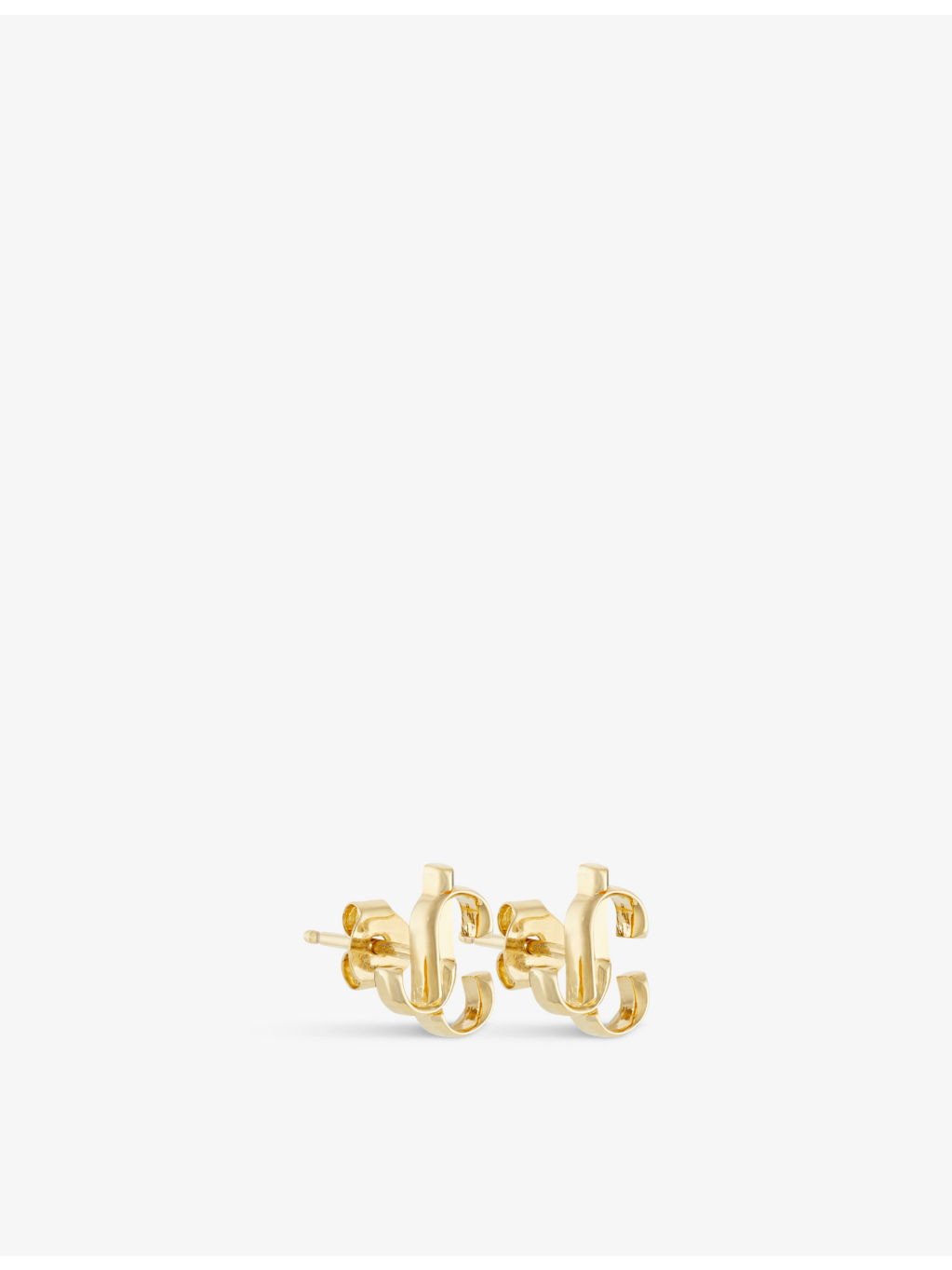 JC logo-embellished gold-toned brass stud earrings - 3