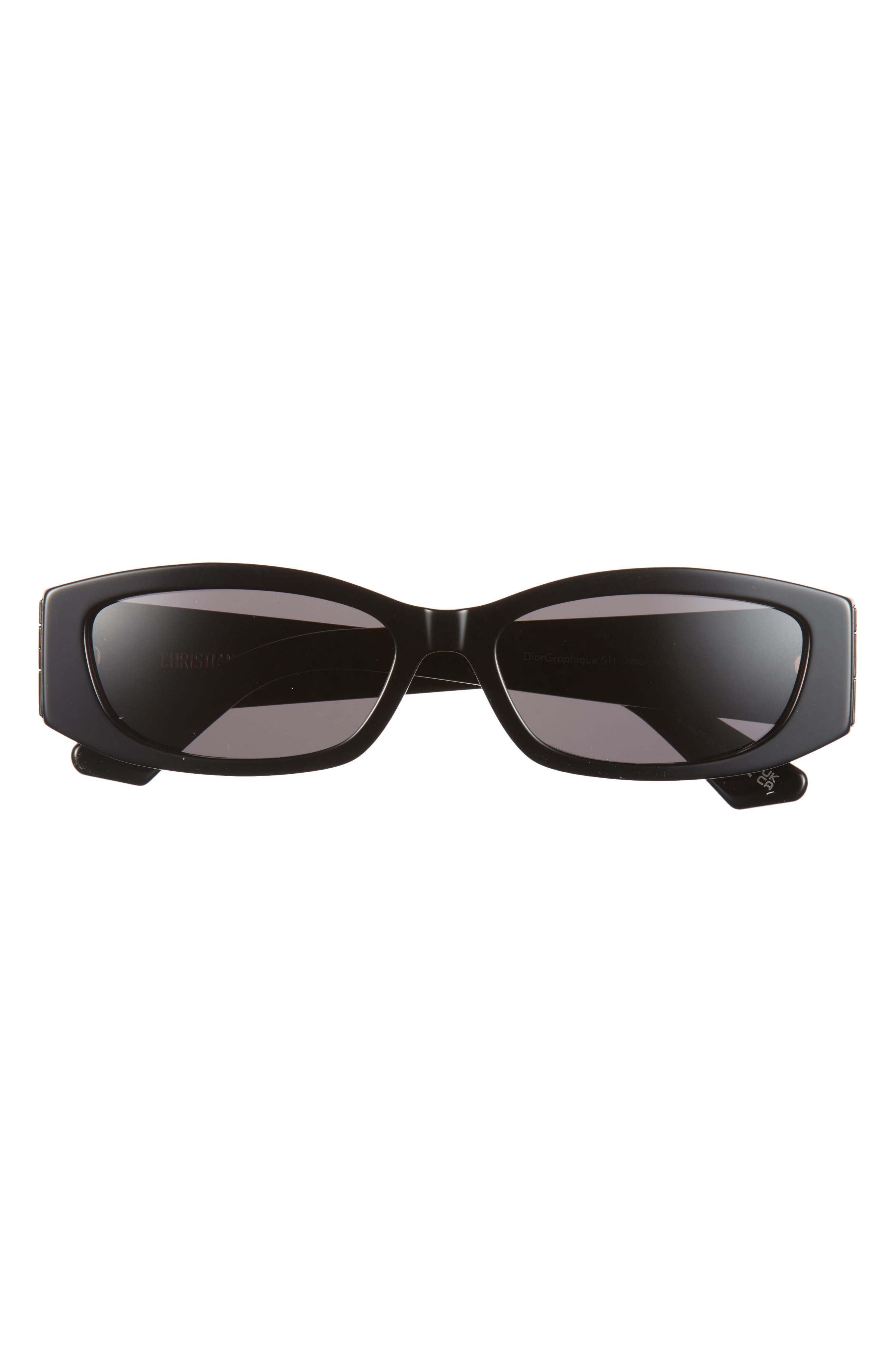 'DiorGraphique S1I 56mm Rectangular Sunglasses in Shiny Black /Smoke at Nordstrom - 1