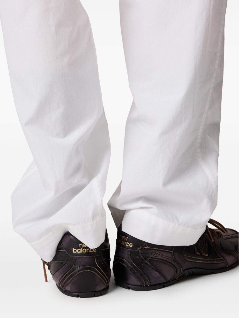 embroidered-logo poplin trousers - 5