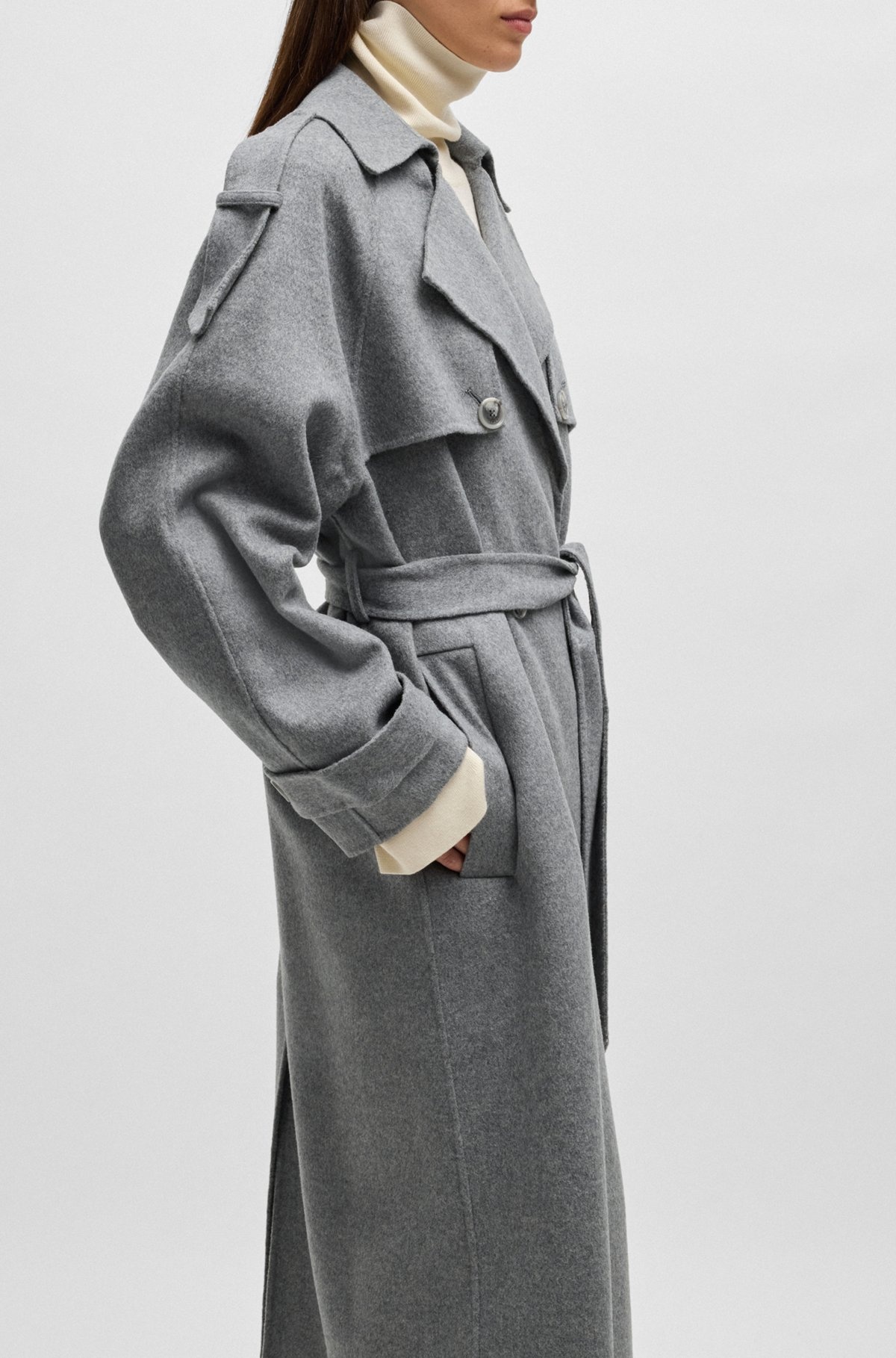 BELTED TRENCH COAT IN A WOOL BLEND - 6