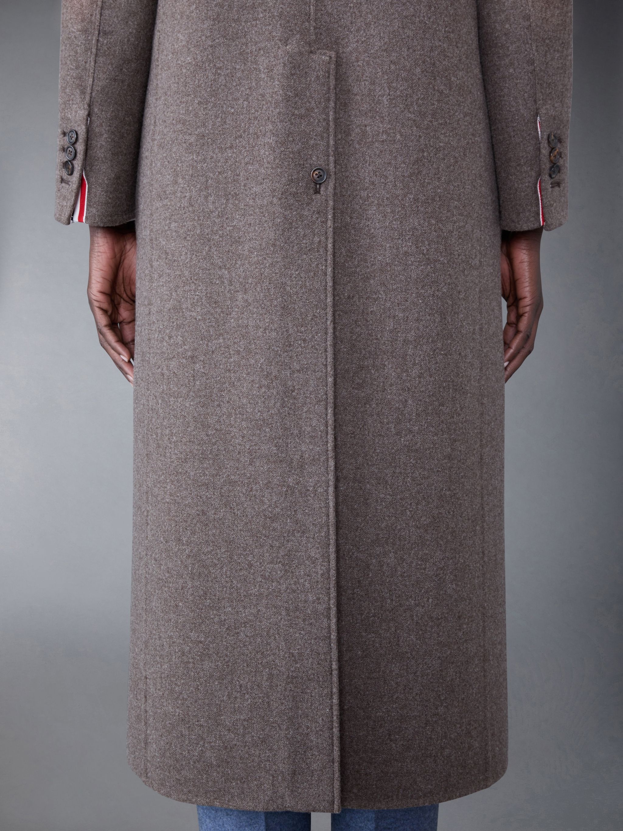 Double Face Melton Whale Elbow Patch Elongated Sack Overcoat - 8
