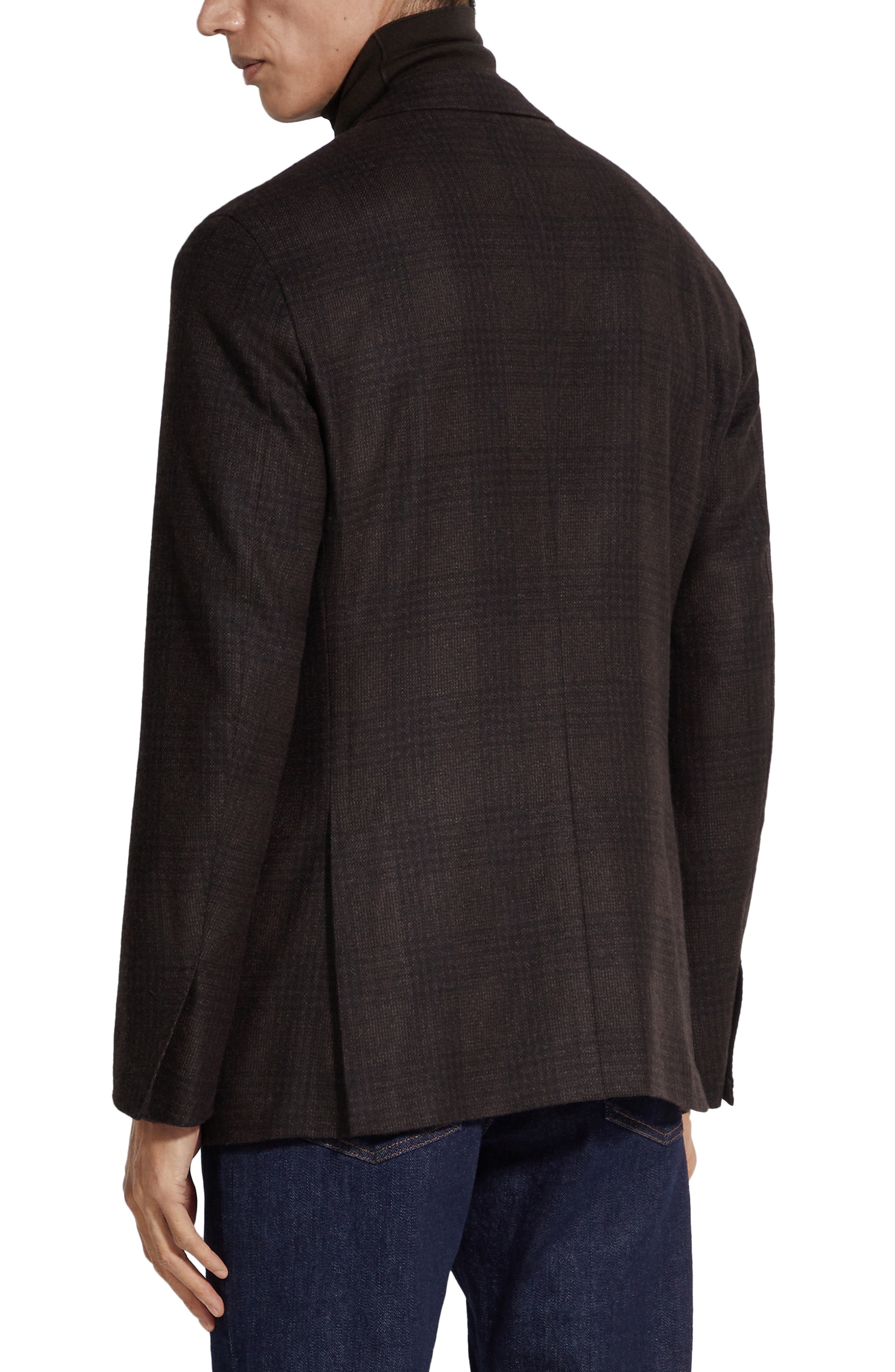 ZEGNA Couture Glen Plaid Cashmere & Silk Sport Coat in Dark Brown at Nordstrom - 2