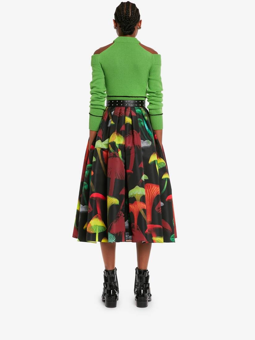 Women's Psychedelic Mushroom Gathered Skirt in Black/multicolour - 4
