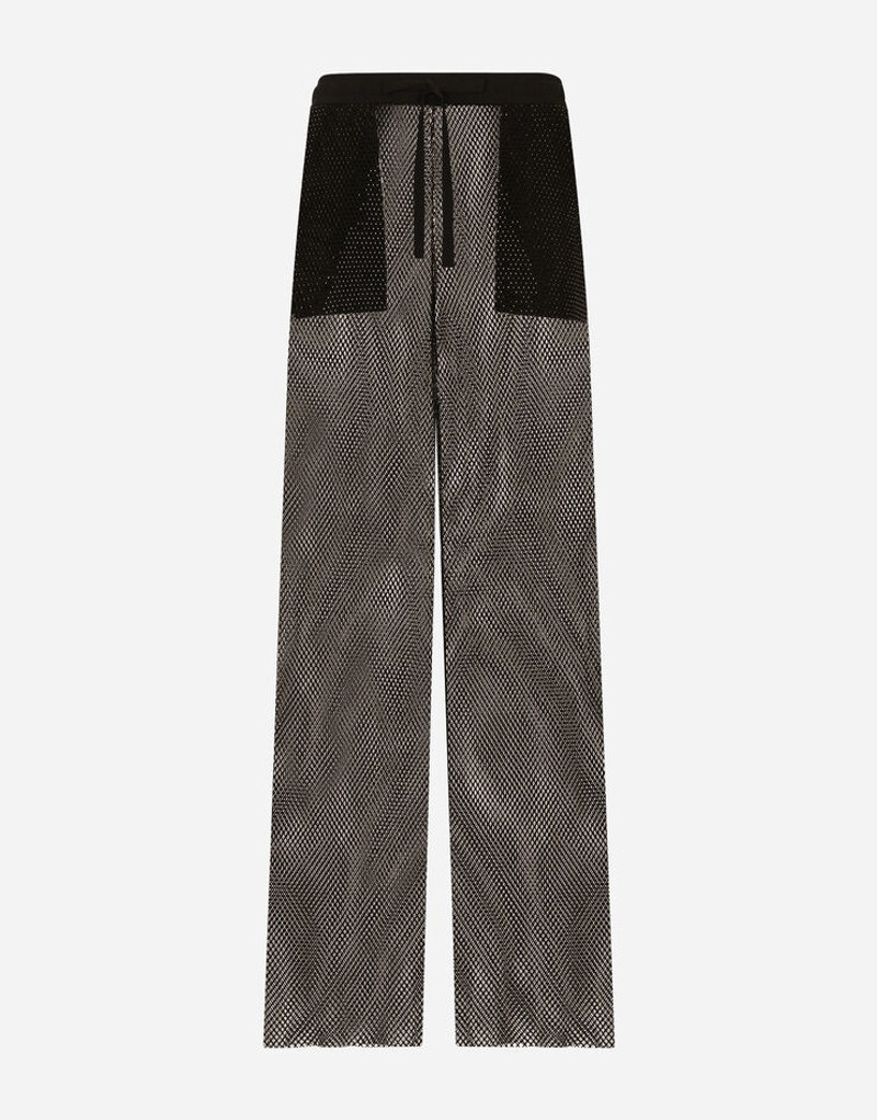 Wide-leg mesh pants with crystals 1