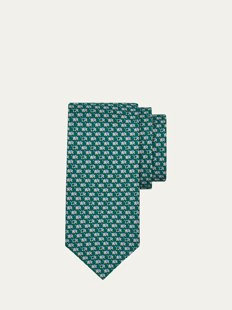 Men's Gancio-Elephant Silk Tie - 1