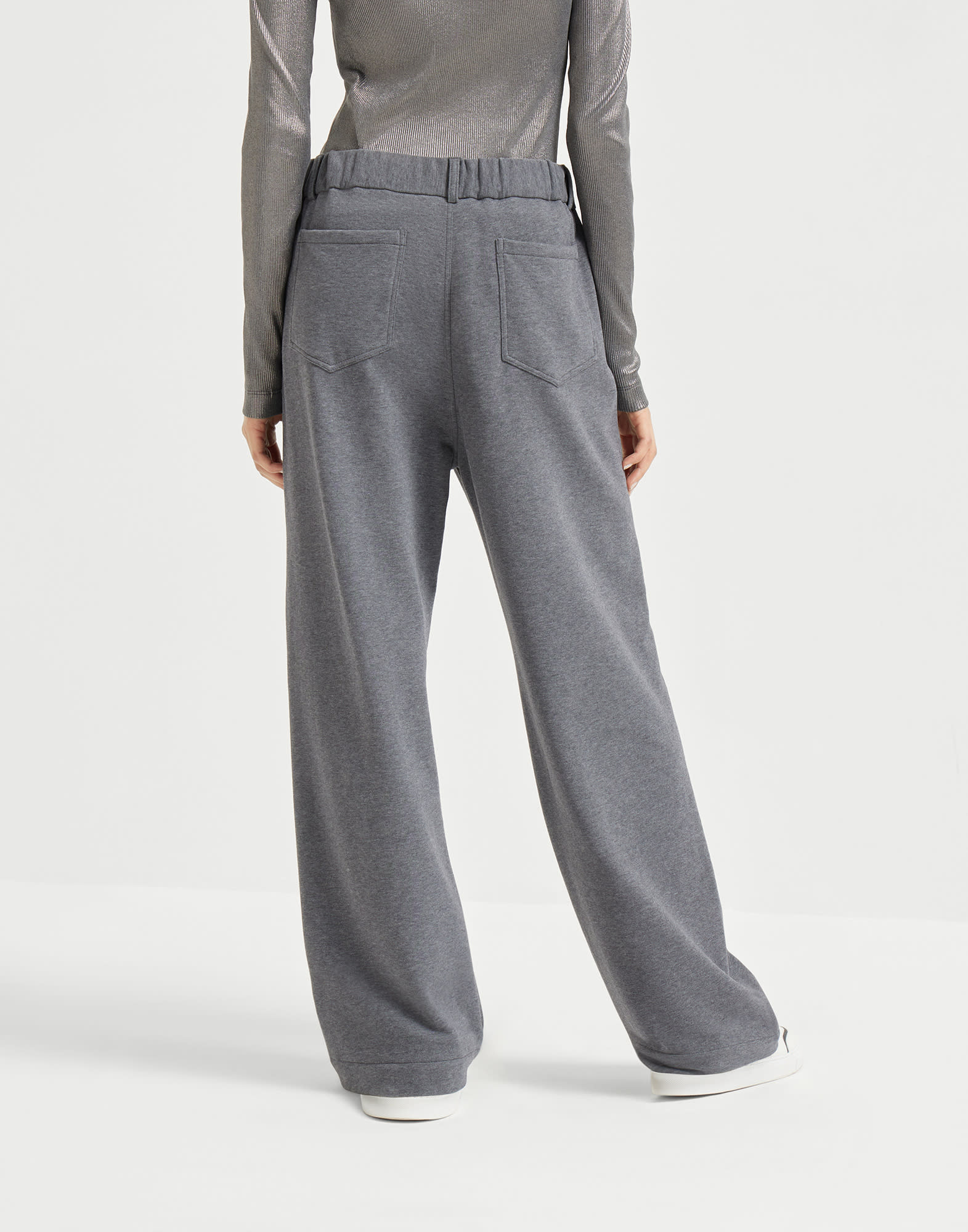 Cotton smooth French terry loose five-pocket trousers - 2