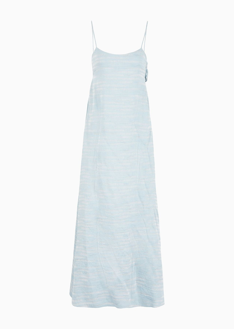 Icon linen-blend dress with wavy jacquard motif 1