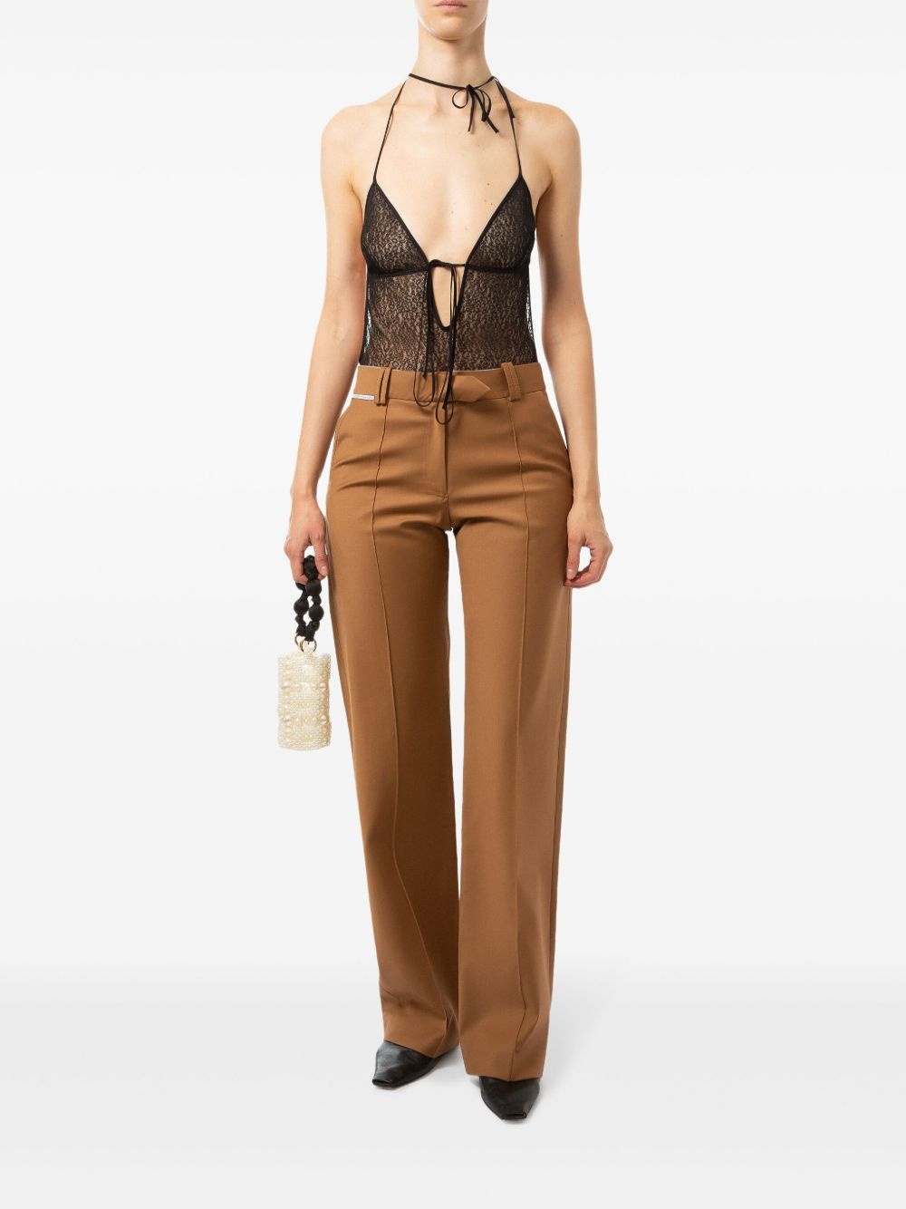 halterneck lace bodysuit - 2