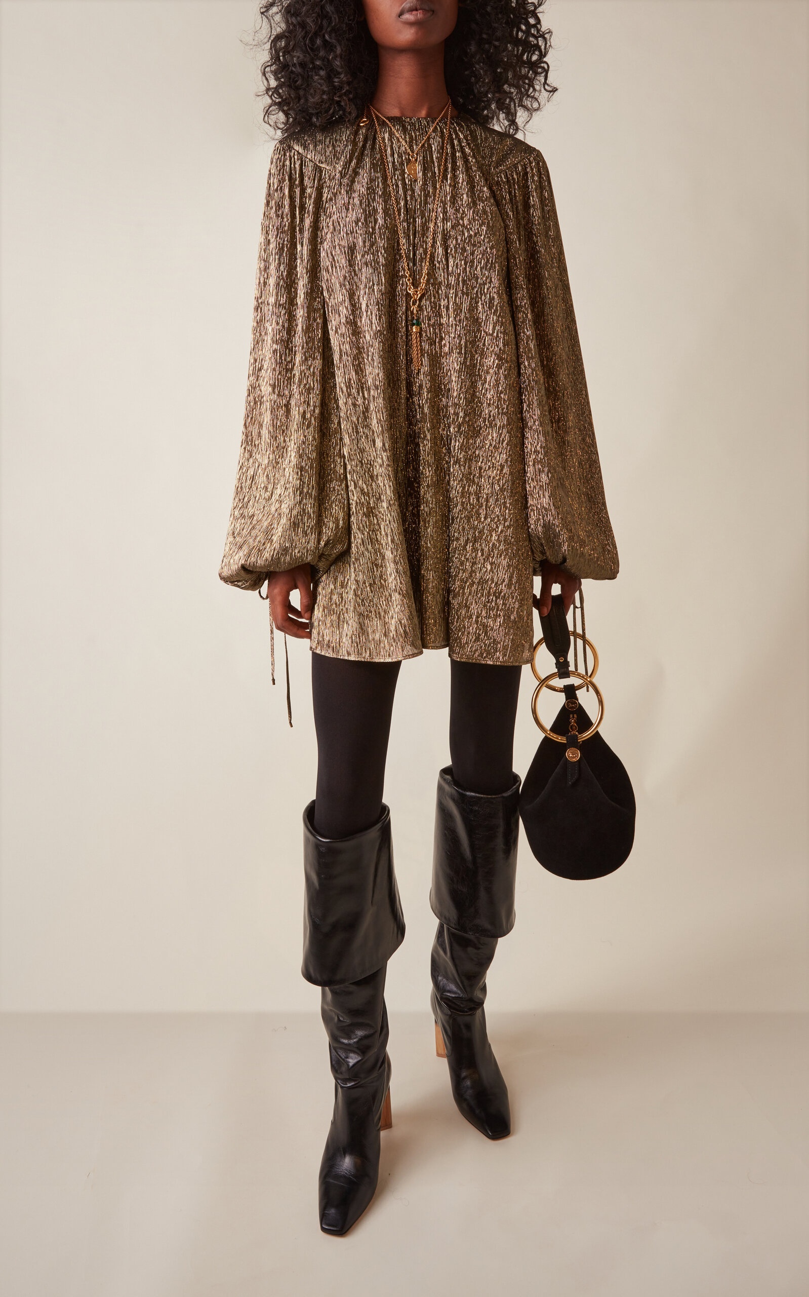 Georgia Fold-Over Leather Knee Boots black - 3
