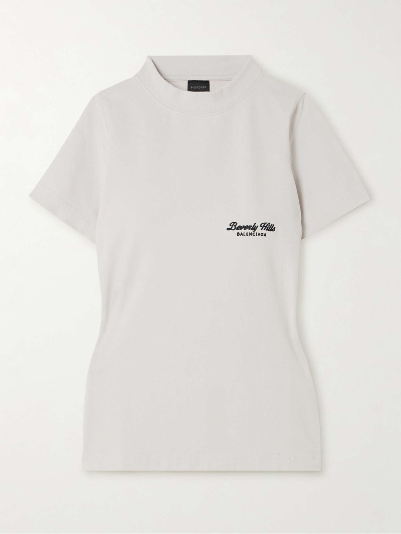 Embroidered stretch-cotton T-shirt - 1