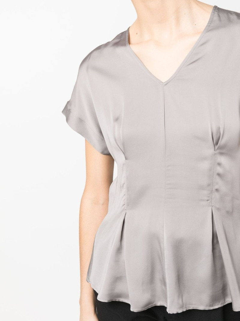 satin-finish flared blouse 5