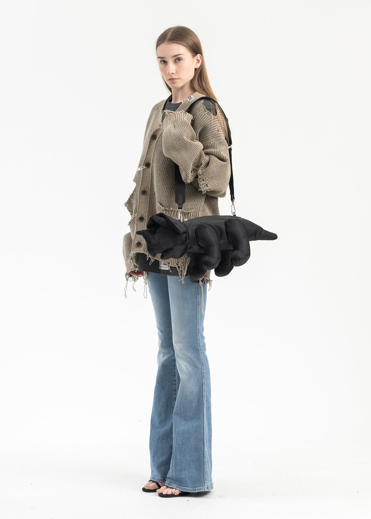KHAKI BLEACHED KNIT CARDIGAN - 6