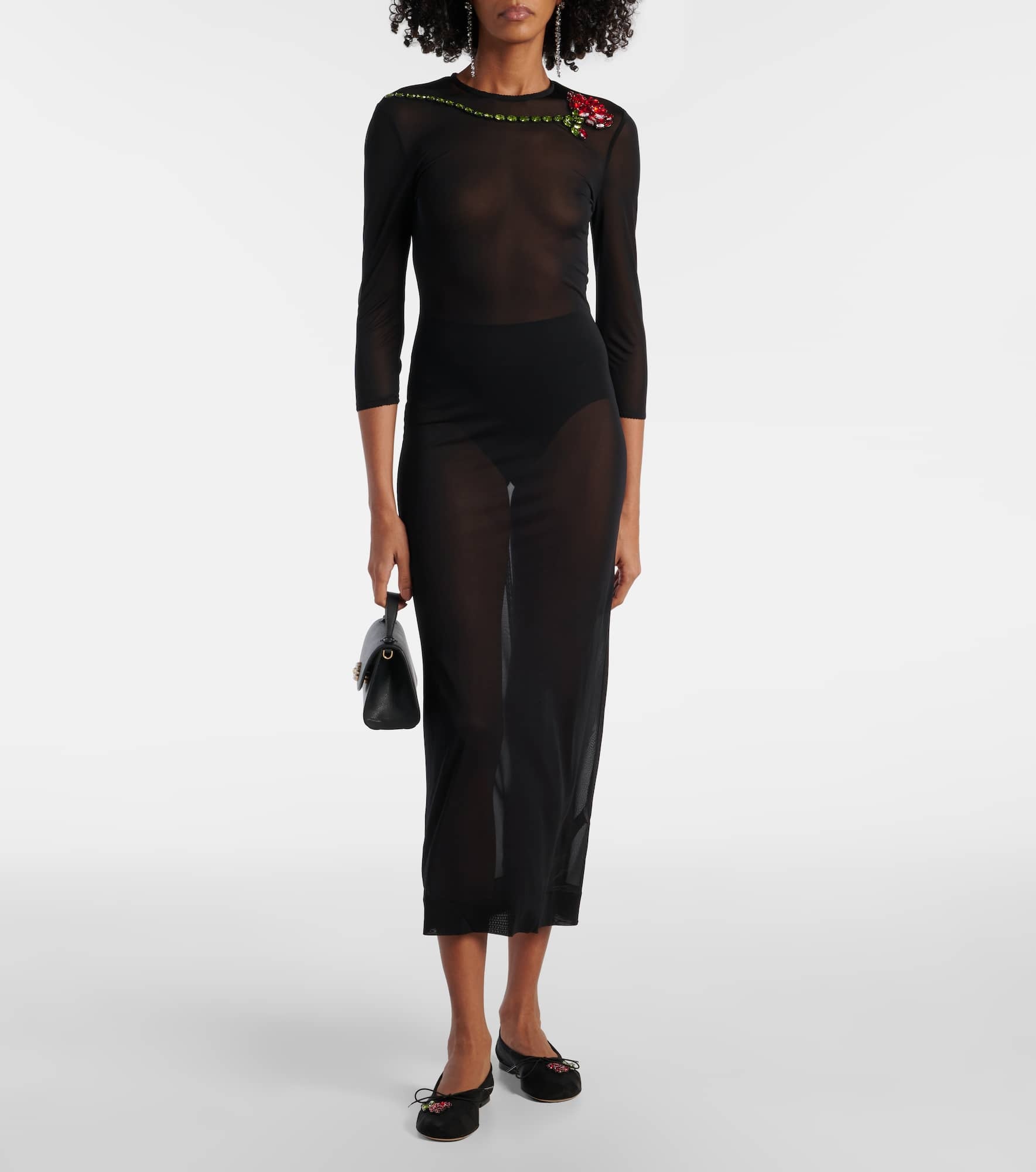 Crystal-embellished sheer cocktail dress - 2