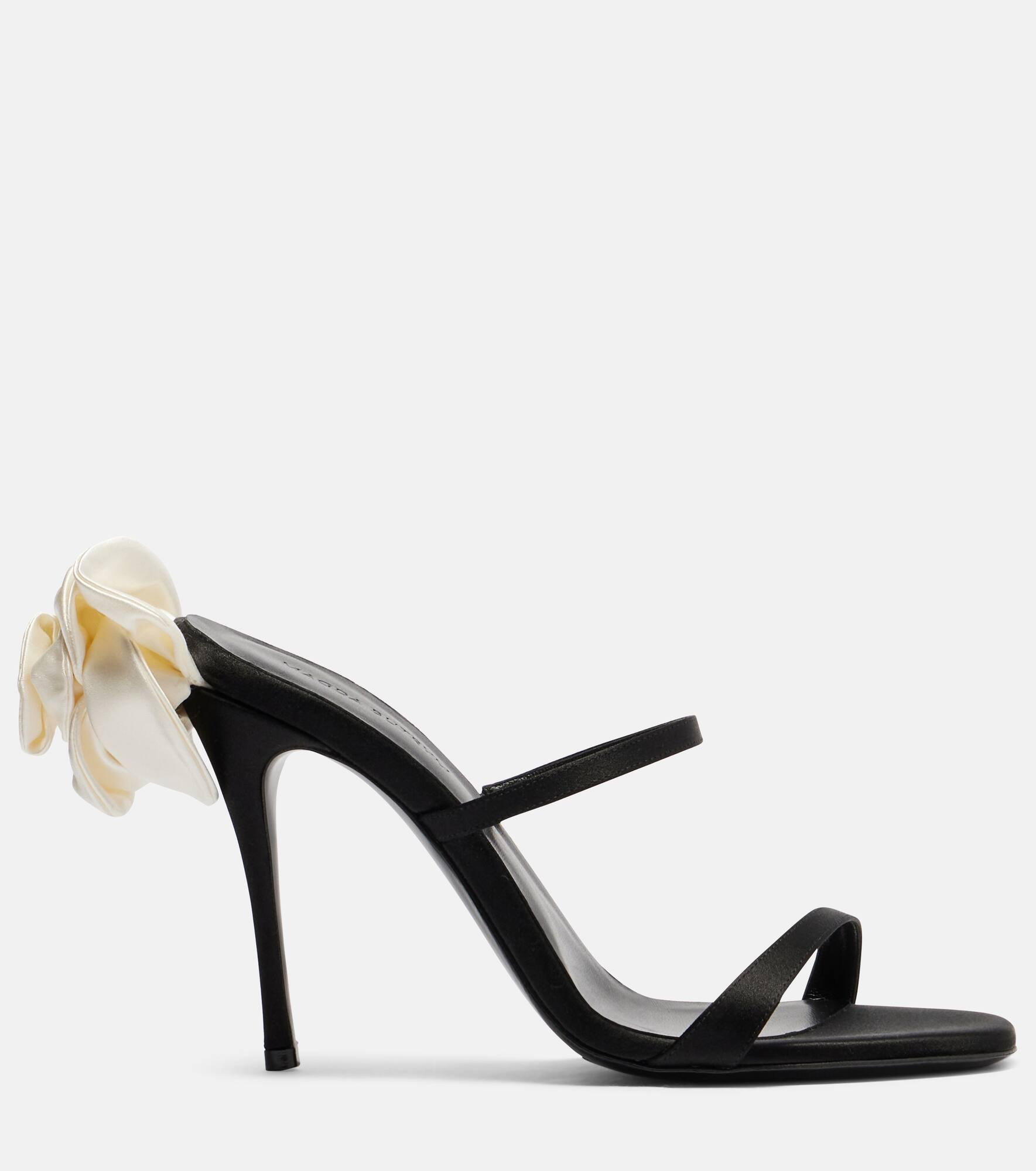 Floral-appliqué satin sandals - 4