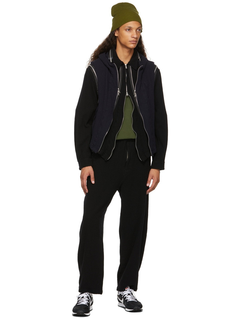 UNDERCOVER Black Wool Elastic Waist Trousers outlook