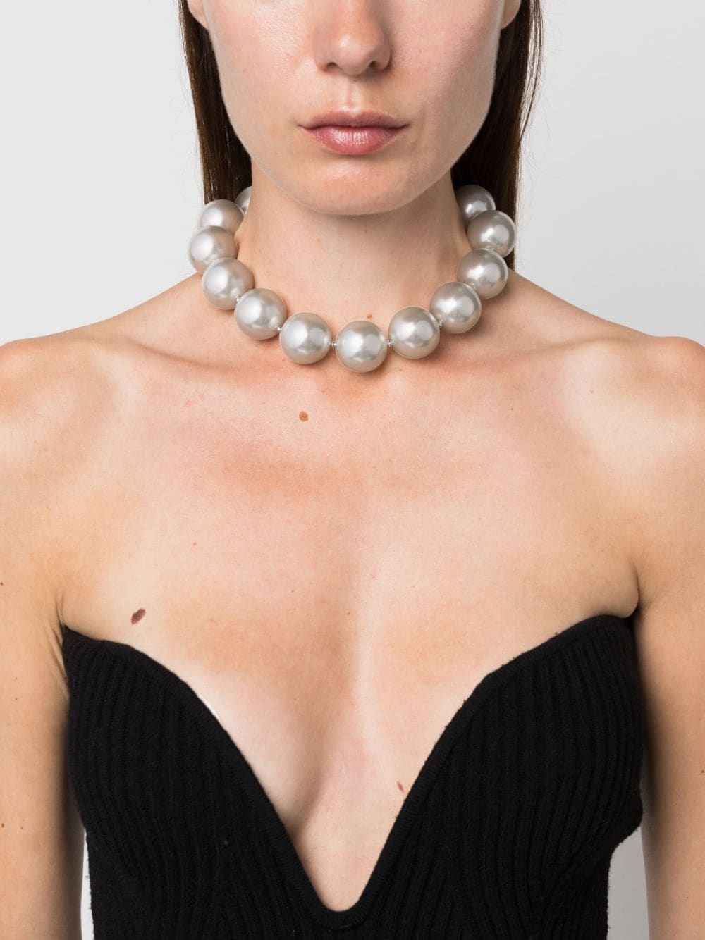 faux-pearl chain-link necklace - 2