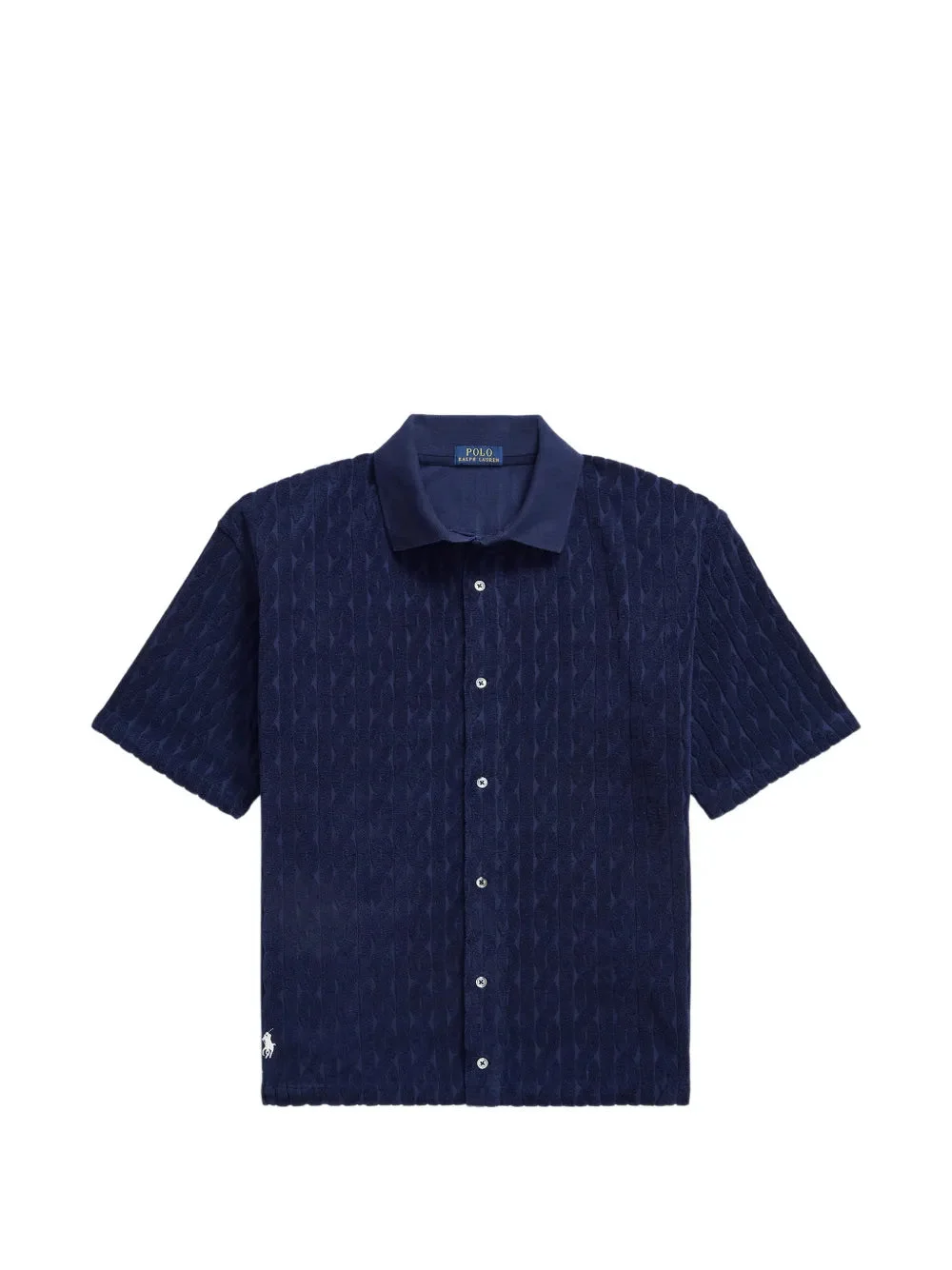 RELAXED FIT CABLED TERRY SHIRT - 1