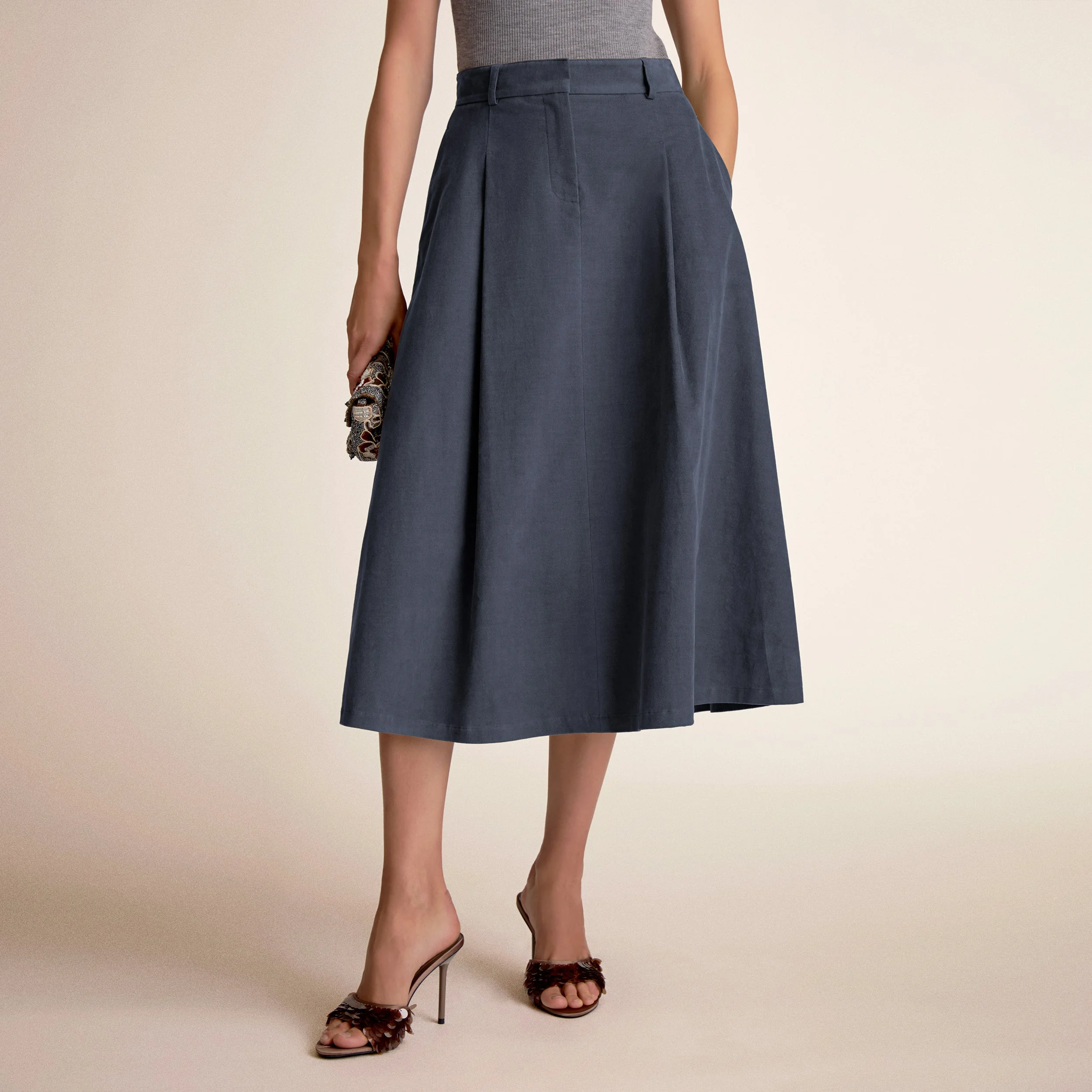 Olia Pleat Skirt - Velveteen - 1