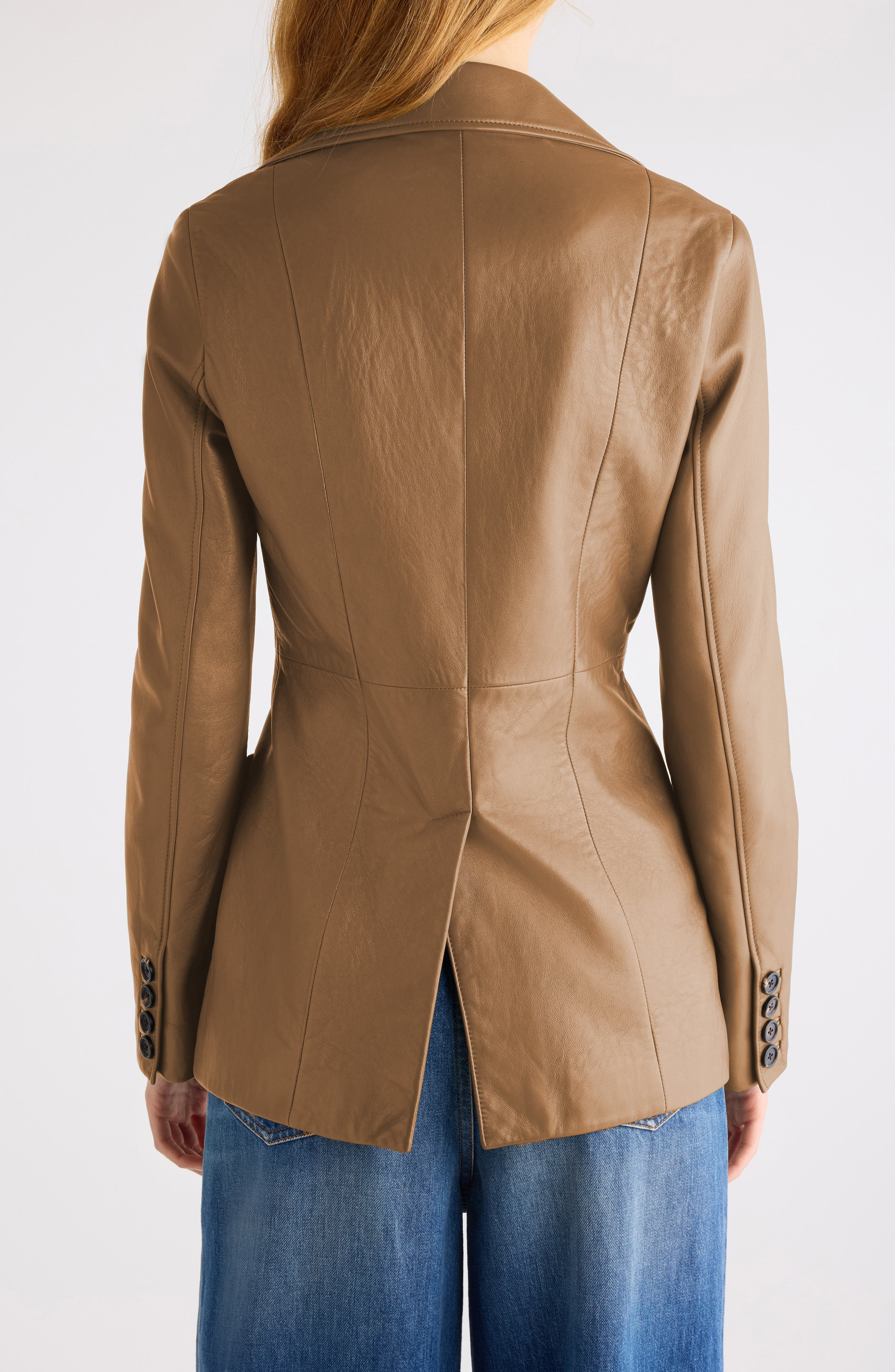 Chloé Tailored Leather Jacket in Ochre Delight at Nordstrom - 3