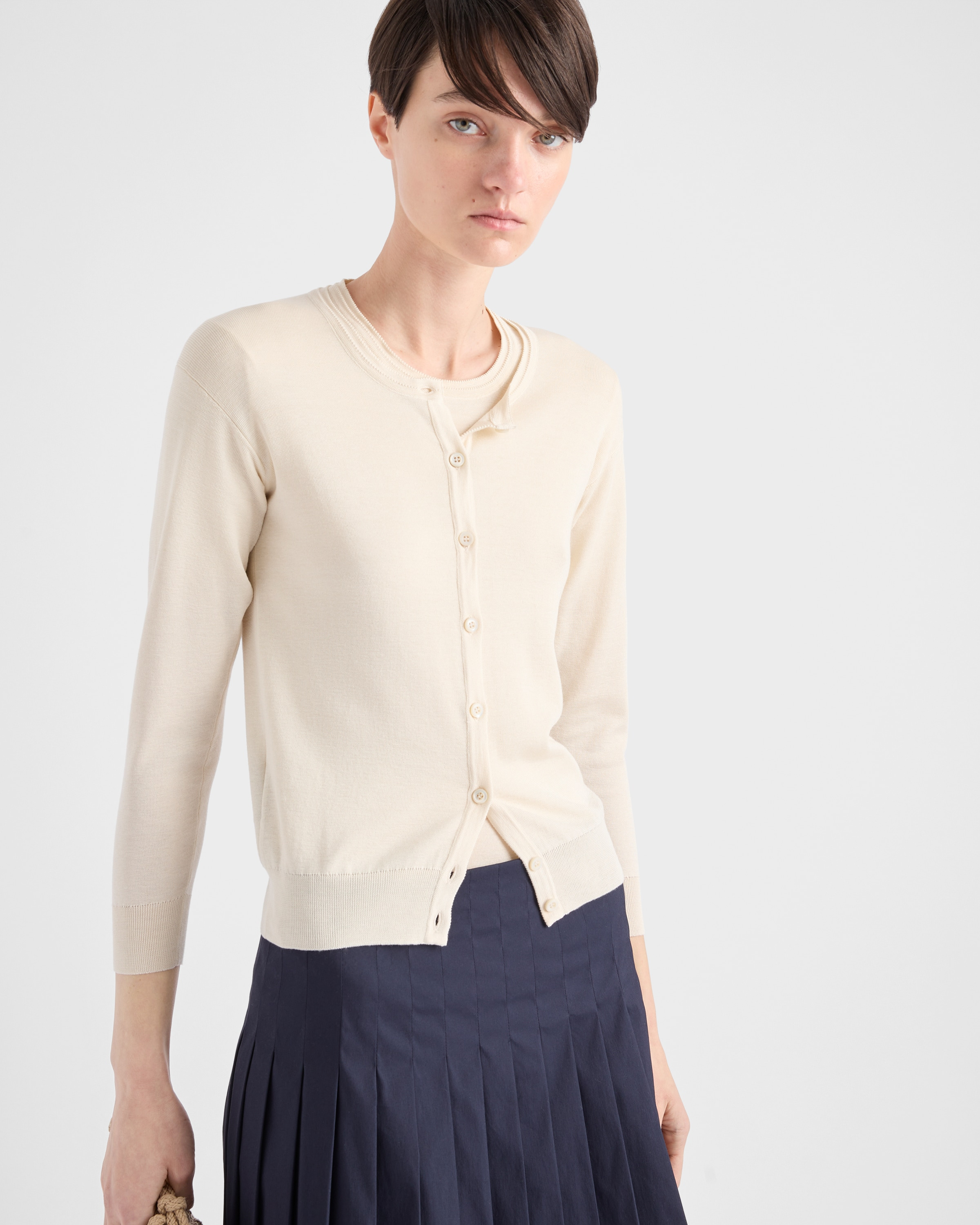 Cotton and silk knit cardigan - 4