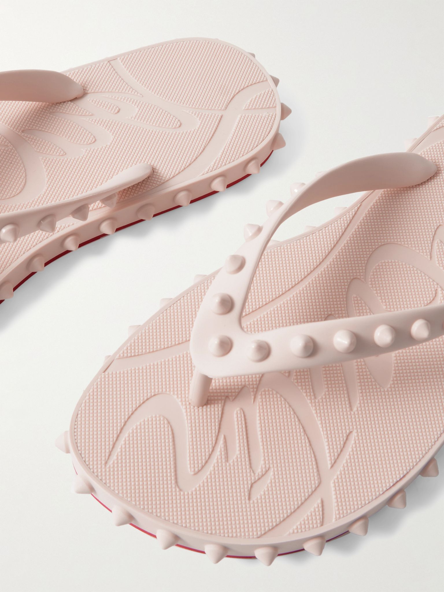 Super Loubi studded rubber flip flops Neutral - 4