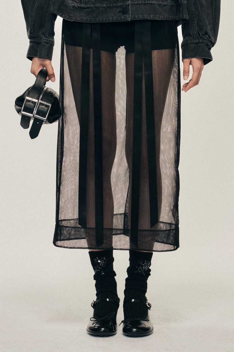 Sheer Bow Ribbon Pencil Skirt 3